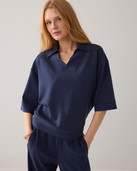 Polo à fines rayures