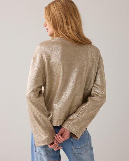 Pull imprimé métallisé avec kimono