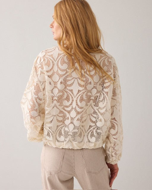 blouson aviateur en dentelle transparente