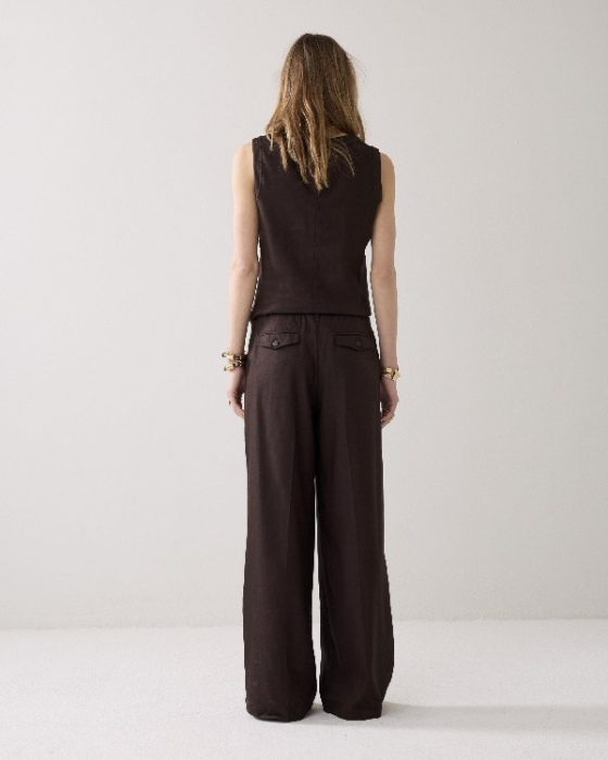 Pantalon droit en lin mélangé