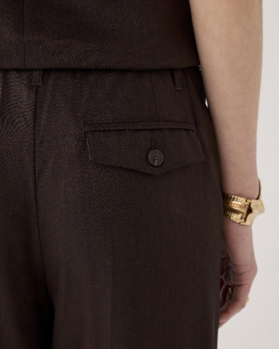 Pantalon droit en lin mélangé