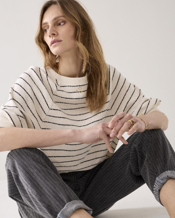 Polo à fines rayures en...