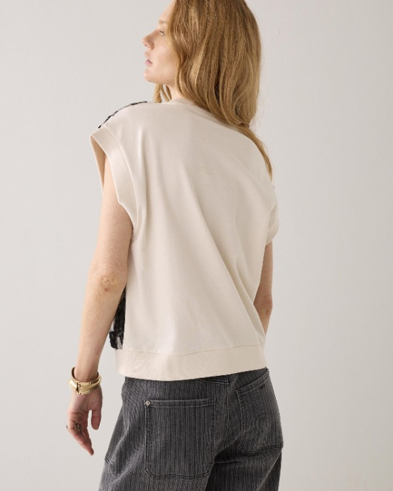 Pull sans manches avec dentelle