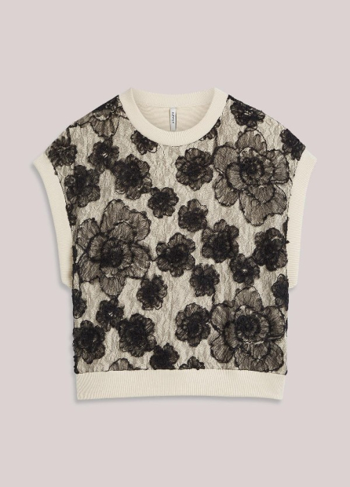 Pull sans manches avec dentelle