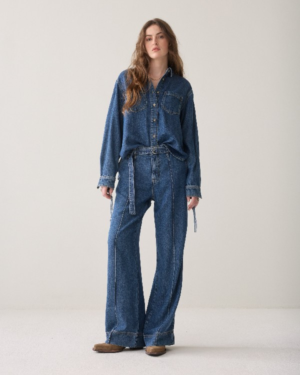 Jean droit en denim Tencel