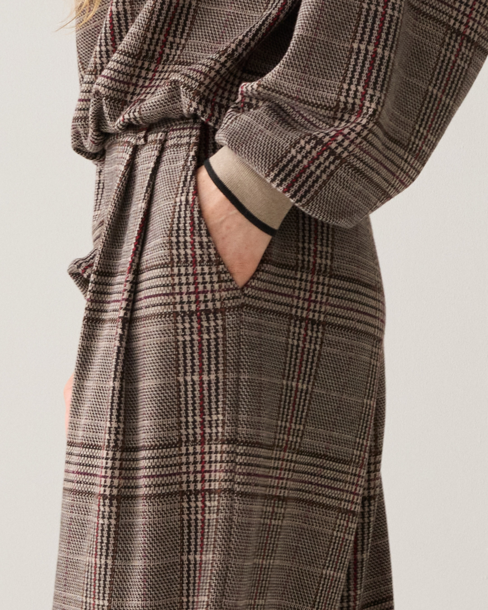 Pantalon large jacquard à carreaux
