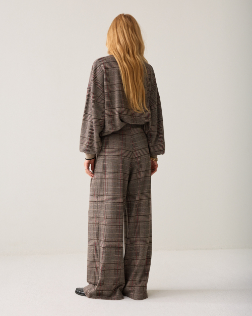 Pantalon large jacquard à carreaux