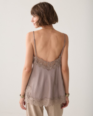 Débardeur en satin avec dentelle