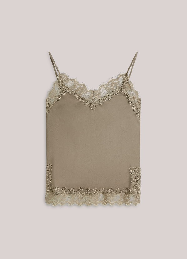 Débardeur en satin avec dentelle