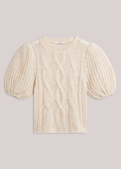 Pull court à manches bouffantes