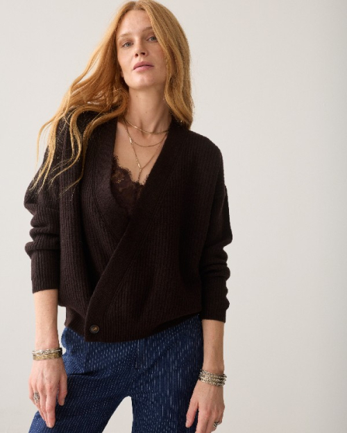 Cardigan croisé en laine et cachemire