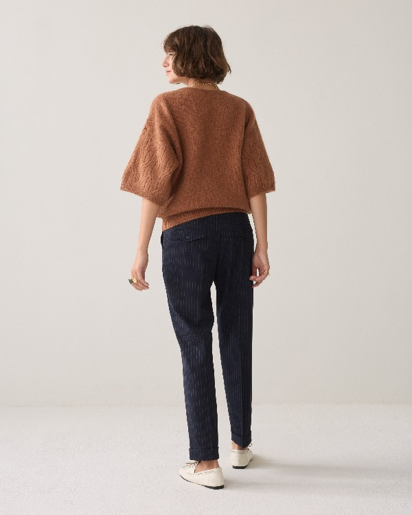 Pantalon rayé coupe slim fit