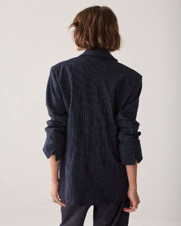 Blazer boyfriend à rayures