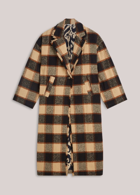 Manteau long grands carreaux