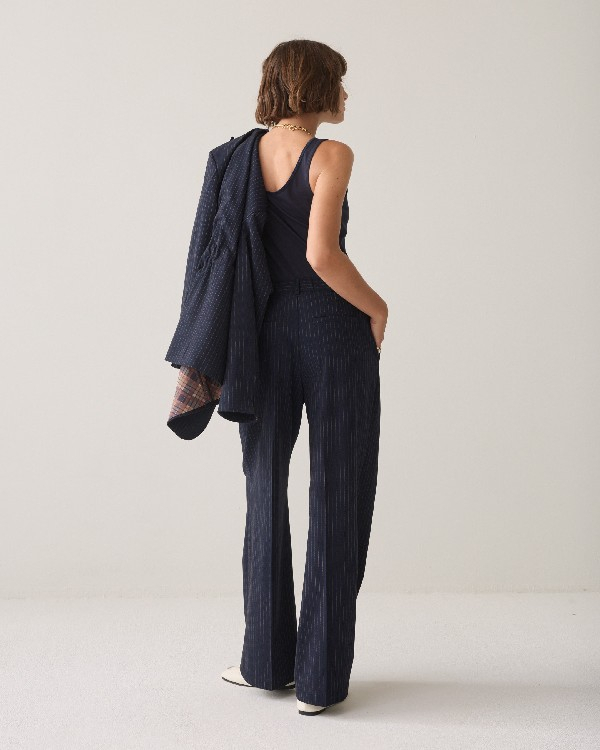 Pantalon plis fines rayures