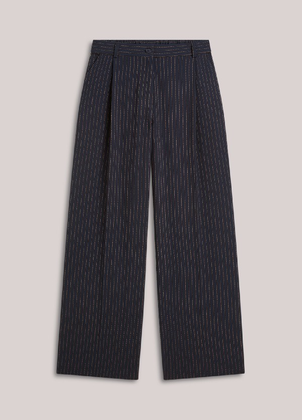 Pantalon plis fines rayures